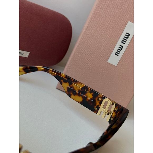 NEW Miu Miu MU09WS Havana Brown Cat Eye Sunglasses